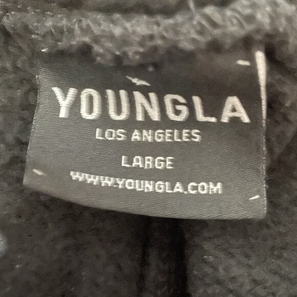 YoungLA Jogger Sweat Pants Men Size Large Black Tapered Athletic Logo Sports - Picture 5 of 6